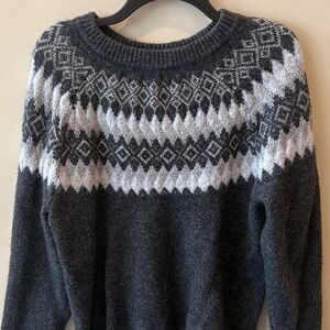 Express Charcoal and Light Gray Knit Sweater